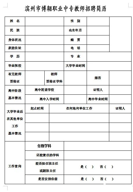 2021山东教师招聘:滨州市博翱职业中专教师招聘5人简章